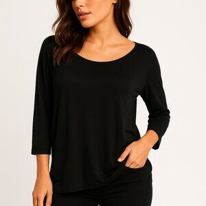 Investments Essentials (NWOT) Black Modal Long Sleeve Tunic Top Flowy Soft 3X